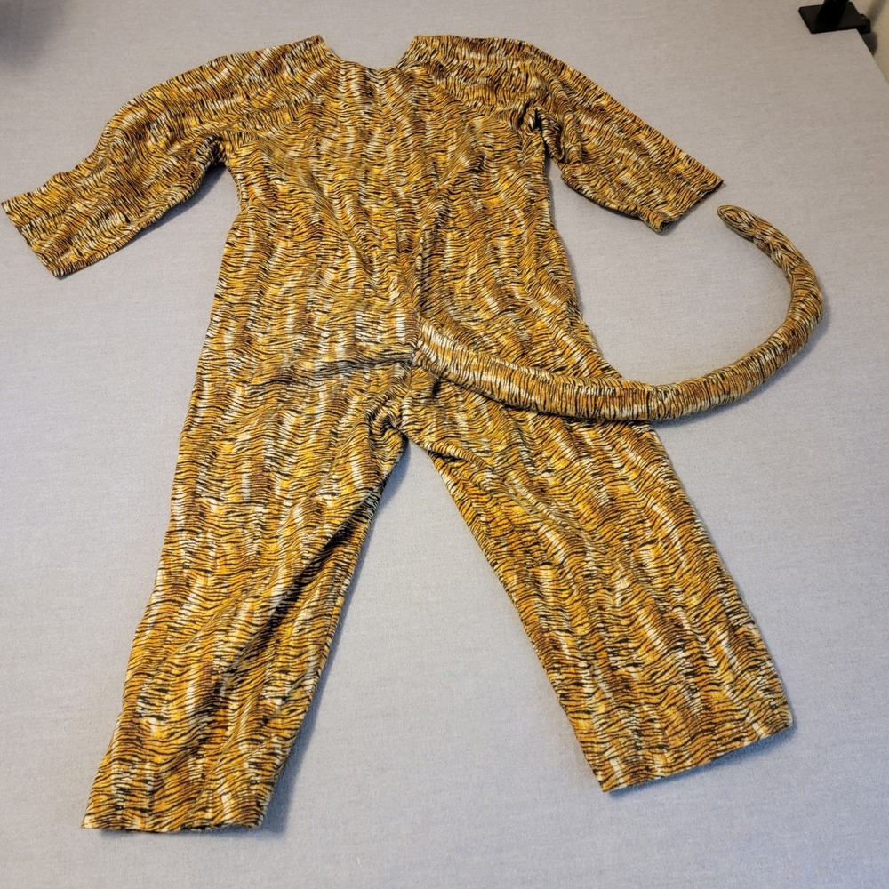 Handmade Tiger Costume Jumpsuit Kids Size 6-8 Orange Black Animal Print H944